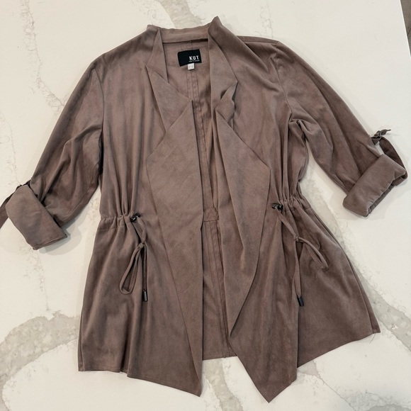 Kut from the Kloth Vegan Suede A-Line Draped Blazer Jacket Women’s Medium Brown - Picture 1 of 8